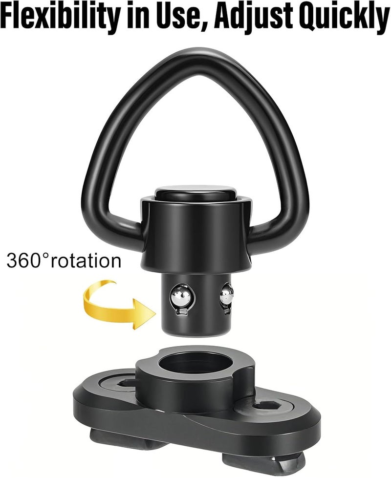 NEATABY Quick Detach Sling Swivel Attachments, Heavy Duty Button-Operated Mount, Two Point and Traditional Sling Swivel, Black - Image 4